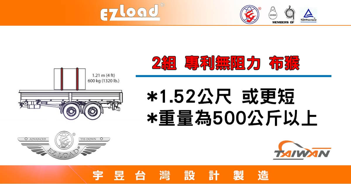 大卡車 大卡車 或是 3.5噸貨車 要多少組 棘輪式綑綁帶與貨物安全帶才算安全? 宇昱